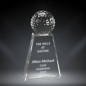 Crystal Golf Ball Trapezoid Pedestal