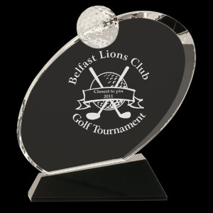 Clear Crystal Oblong Golf Award