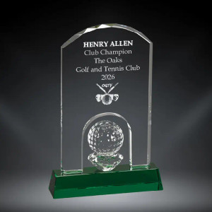 Clear Crystal Arch with Inset Golf Ball