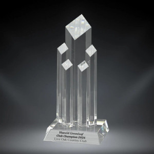 5 Column Diamond Column Crystal Award