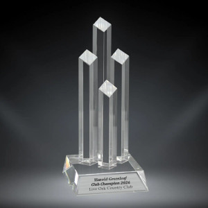 4 Column Diamond Column Crystal Award