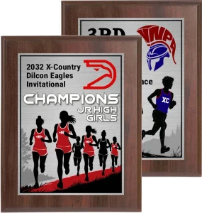 Digitally Color Printed Cross Country Cherry Finish Plaque