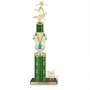 Classic Mascot Soccer Trophy with Side Trim