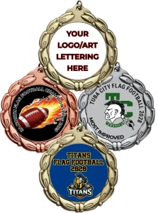 Bold Wreath Custom Full Color Flag Football Medallion