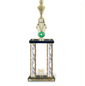 2 Column Chess Trophy on solid Black Marble Base