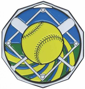 2"- "Softball" Decagon Full Colored Enamel Medal 2"- "Softball" Decagon Full Colored Enamel Medal