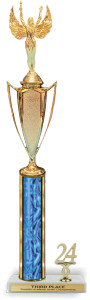 Traditional Round Column Trophy with Riser and Side Trim