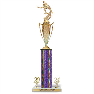 Traditional Rectangular Column Trophy with Riser and Side Trims