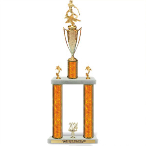 Traditional Dual Column Trophy with Top Column and Riser