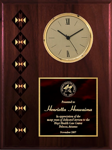 Cherry Finish Native Heritage Clock with Hand Painted Accents