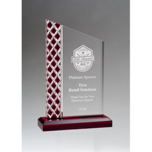"Zenith" Series Clear Acrylic Acrylic with Lattice Pattern and Red Metallic Accent "Zenith" Series Clear Acrylic Acrylic with Lattice Pattern and Red Metallic Accent