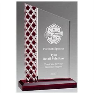 "Zenith" Series Clear Acrylic Acrylic with Lattice Pattern and Red Metallic Accent