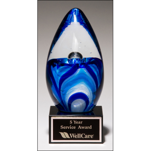 Egg-Shaped Blue Art Glass - 6 1/2" Egg-Shaped Blue Art Glass - 6 1/2"