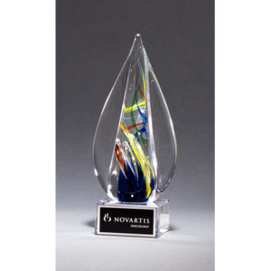 Flame-Shaped Art Glass Award Clear Glass Base - 7" Flame-Shaped Art Glass Award Clear Glass Base - 7"