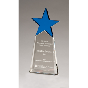 Blue Crystal Star on Clear Crystal Base - 9" - K9214 Blue Crystal Star on Clear Crystal Base - 9" - K9214