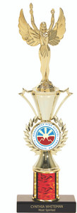Classic Mascot Trophy with column on solid Black Marble Base Classic Mascot Trophy with column on solid Black Marble Base