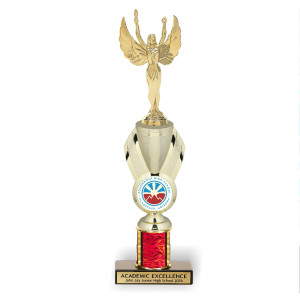 Classic Mascot Trophy with column on solid Black Marble Base