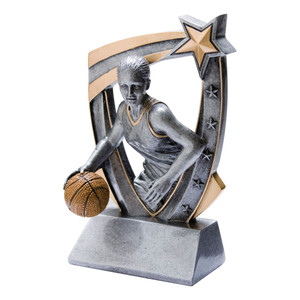 Basketball Female "3D Star" Resin Sculpture Trophy - 6" Tall Basketball Female "3D Star" Resin Sculpture Trophy - 6" Tall