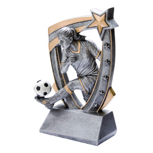 Soccer Female "3D Star" Resin Sculpture Trophy - 6" Tall Soccer Female "3D Star" Resin Sculpture Trophy - 6" Tall