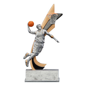 Basketball Male "Live Action" Resin Sculpture Trophy - 8" Tall Basketball Male "Live Action" Resin Sculpture Trophy - 8" Tall