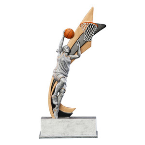 Basketball Female "Live Action" Resin Sculpture Trophy - 8" Tall Basketball Female "Live Action" Resin Sculpture Trophy - 8" Tall