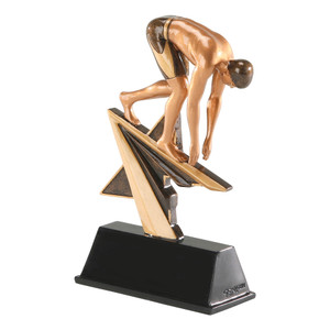 Swimming Male "Star Power" Resin Sculpture Trophy - 7" Tall Swimming Male "Star Power" Resin Sculpture Trophy - 7" Tall
