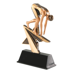 Swimming Female "Star Power" Resin Sculpture Trophy - 7" Tall Swimming Female "Star Power" Resin Sculpture Trophy - 7" Tall