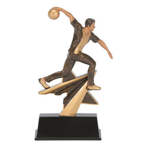Bowling Male "Star Power" Resin Sculpture Trophy - 7" Tall Bowling Male "Star Power" Resin Sculpture Trophy - 7" Tall