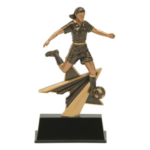 Soccer Female "Star Power" Resin Sculpture Trophy - 7" Tall Soccer Female "Star Power" Resin Sculpture Trophy - 7" Tall
