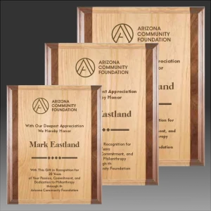 Laser Etched Alder with Walnut Accents Recognition Plaque