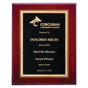 Rosewood High Gloss Plaque with Black/Gold Florentine Design Plate