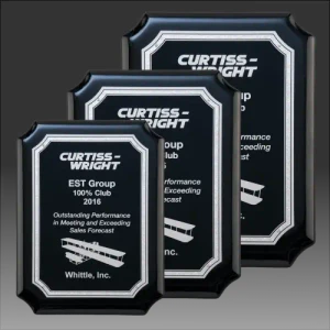 Black High Gloss Plaque with Black Silver Florentine Border Plate