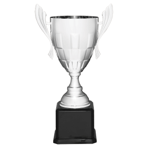 22" Silver Metal Cup Trophy on Black Royal Piano Finish Base 22" Silver Metal Cup Trophy on Black Royal Piano Finish Base