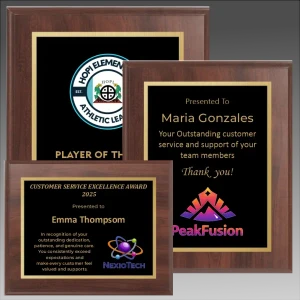 Economy Classic Cherry Finish Plaque with colored logo/art