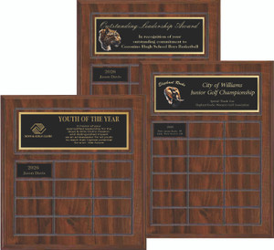 Laser Engraved Economical Cherry Finish Perpetual Plaque - VAL1PPQL12 Laser Engraved Economical Cherry Finish Perpetual Plaque - VAL1PPQL12