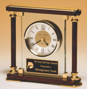 7" x 7" Glass and Rosewood Piano Finish Clock 7" x 7" Glass and Rosewood Piano Finish Clock