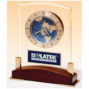 Glass Clock with World Time Dial