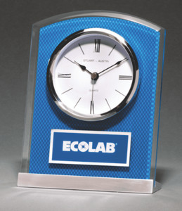 5" x 6 1/2" Glass Clock with Blue Carbon Fiber Design 5" x 6 1/2" Glass Clock with Blue Carbon Fiber Design