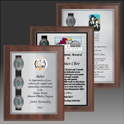 "Concho" - Native Heritage Plaque with Genuine Turquoise Stones