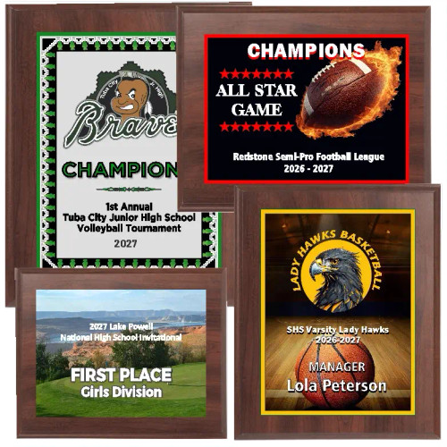 Full Color Cherry Finish Sports Plaque