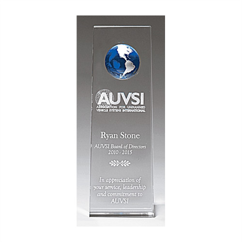 Crystal Trophy with Blue Globe
