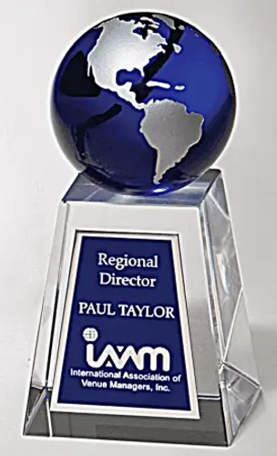 Crystal Trophy with Blue Globe