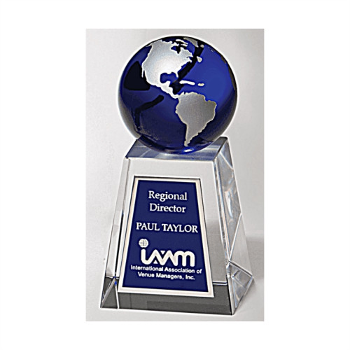 Crystal Trophy with Blue Globe