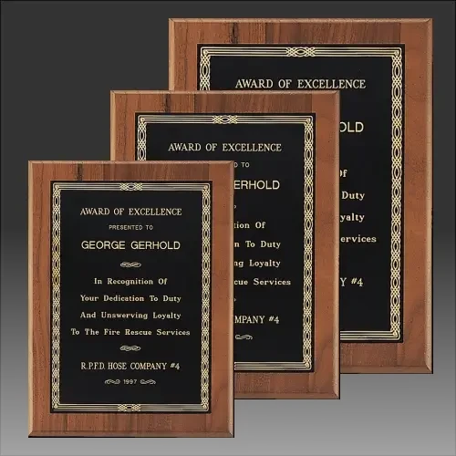 Jewelers Black/Gold Border Plate on an American Walnut Plaque