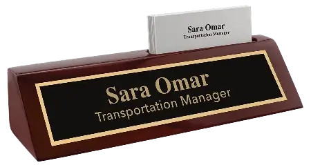 8 1/2" Rosewood Piano Finish Desk Wedge with Business Card Holder