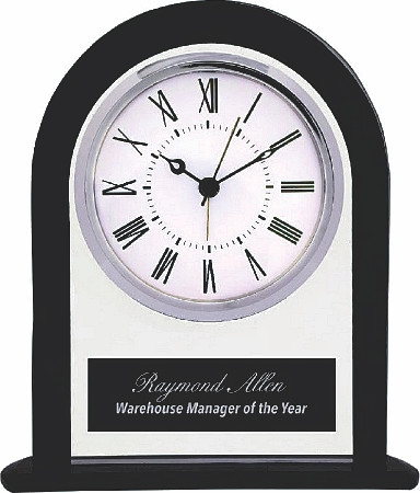 Black/Clear Glass Arch Clock