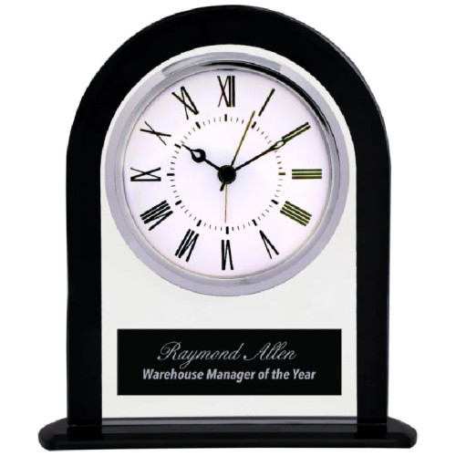 Black/Clear Glass Arch Clock