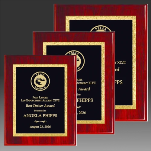 Rosewood Piano Finish Plaque with Florentine Border Designer Plaque Plate