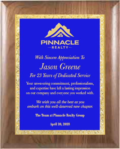 Premium Walnut Plaque with Blue Florentine Border