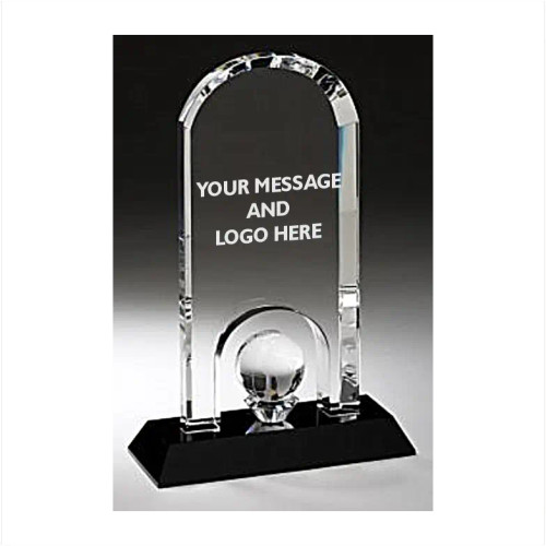 Globe Dome on Black Base Crystal Award